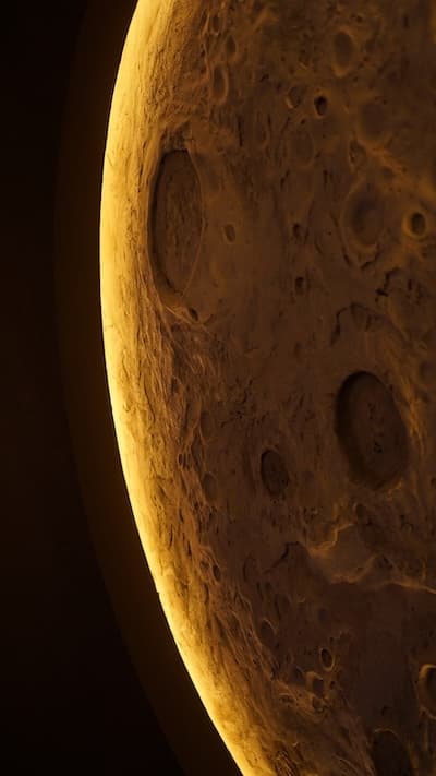 Close-up of the illuminated moon sculpture